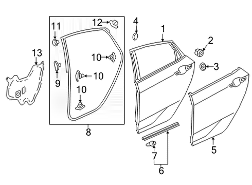 2022 Honda Civic Door & Components WEATHERSTRIP, R- RR Diagram for 72810-T20-A01