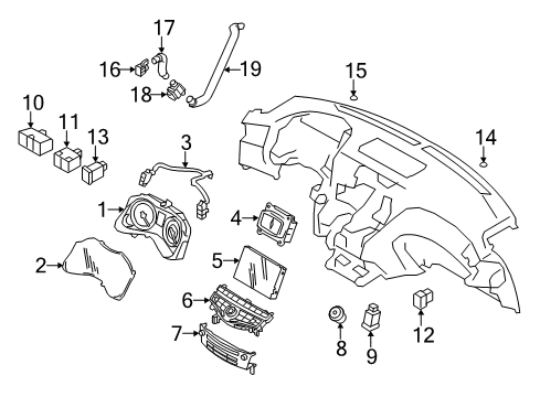 2012 Infiniti M56 Cluster & Switches, Instrument Panel Switch Assembly - 3 Functions Diagram for 251B3-1MA0D