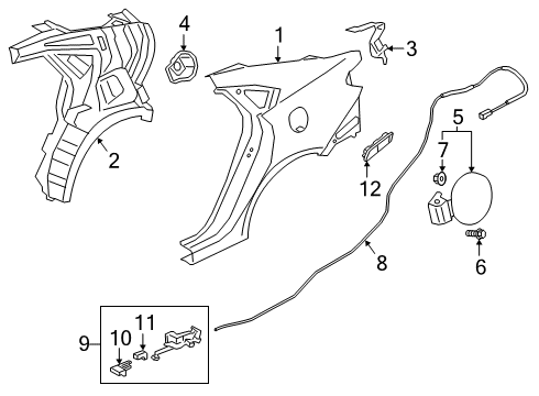 2019 Kia Forte Quarter Panel & Components HSG Assembly-Fuel Filler Diagram for 71531M7000