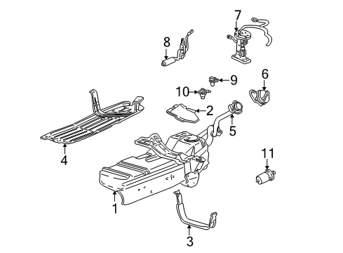 2003 Ford Explorer Sport Fuel Supply Support Strap Diagram for XL2Z-9054-HA