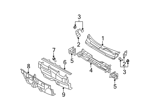 2009 Kia Rondo Cowl Panel Complete-Dash Diagram for 643001D151