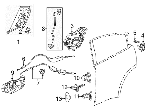 2018 Honda HR-V Rear Door Regulator, Right Rear Diagram for 72710-T7A-003