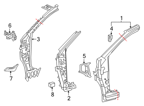 2019 Lexus NX300 Hinge Pillar Reinforcement Sub-As Diagram for 61104-78011