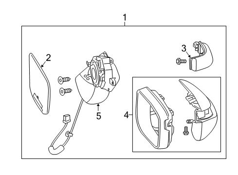 2013 Acura RDX Outside Mirrors Mirror Sub-Assembly (1260R) (Heated) (R) Diagram for 76203-TX4-A01