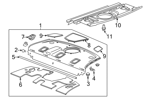 2015 Cadillac ATS Interior Trim - Rear Body Package Tray Trim Diagram for 23315510