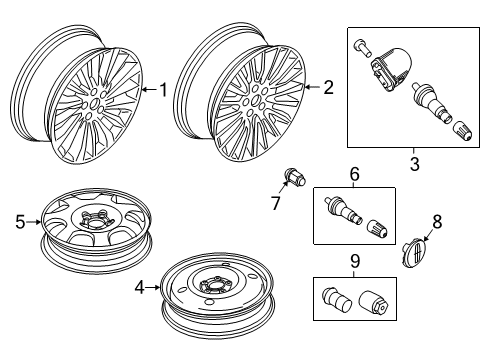 2022 Lincoln Nautilus Wheels Wheel, Alloy Diagram for KA1Z-1007-B
