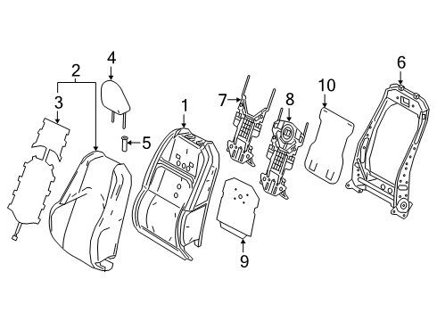 2019 Lexus UX200 Passenger Seat Components Front Seat Cover Sub-Assembly Diagram for 71073-76481-C5