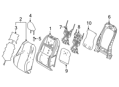 2019 Lexus UX200 Passenger Seat Components Pad FR Seat Back R Diagram for 71551-76060