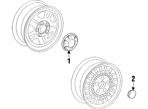 2001 Jeep Cherokee Wheel Covers & Trim Wheel Center Cap Diagram for 5DY07WTDAB