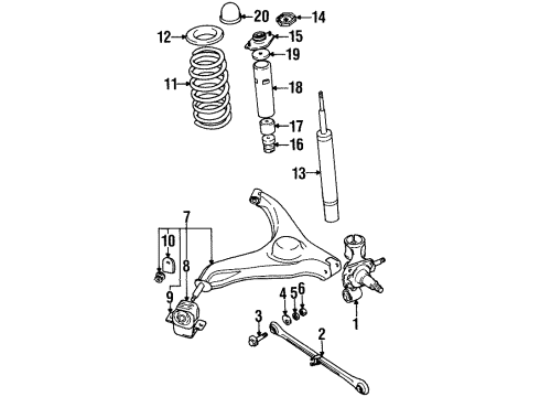 2000 Chevrolet Metro Rear Suspension Components, Lower Control Arm, Stabilizer Bar Rod, Rear Suspension Knuckle Diagram for 30013304