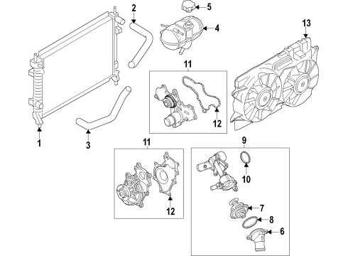 2017 Ford Mustang Cooling System, Radiator, Water Pump, Cooling Fan Outer Gasket Diagram for DG1Z-8507-B