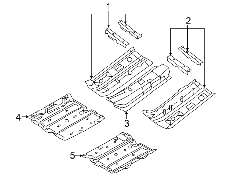 2013 Nissan Rogue Pillars, Rocker & Floor - Floor & Rails Floor Front Diagram for G4321-1VKMA