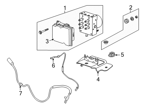 2008 Buick Enclave ABS Components Electronic Brake And Traction Control Module Kit Diagram for 25895780