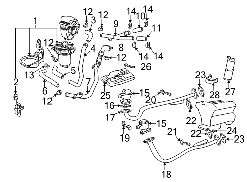 1999 BMW 750iL Emission Components Valve Diagram for 11721704257