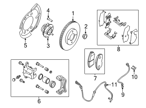 2014 Nissan Sentra Front Brakes CALIPER Assembly-Front RH, W/O Pads Or SHIMS Diagram for 41001-3SG0C