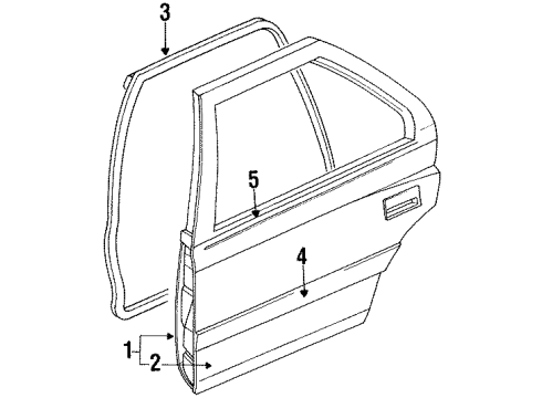 1994 Toyota Tercel Rear Door & Components, Exterior Trim Weatherstrip, Rear Door, RH Diagram for 67871-16140