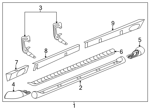 2010 GMC Yukon XL 1500 Running Board Step Bar Assembly Diagram for 20919370