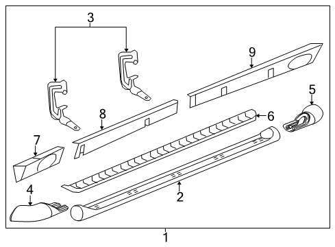 2009 Cadillac Escalade ESV Running Board Step Pad Diagram for 25804638