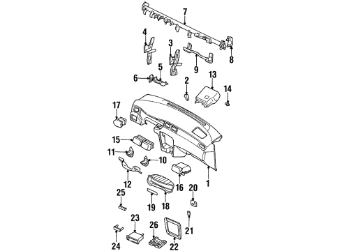 1995 Nissan 200SX Instrument Gauges, Instrument Panel Clip Diagram for 63854-01A00