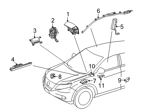 2011 Lexus RX350 Air Bag Components Spiral Cable Sub-Assembly With Sensor Diagram for 84307-0E020