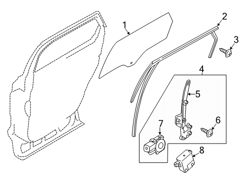 2020 Lincoln Nautilus Rear Door Regulator Assembly Diagram for FA1Z-5827001-D