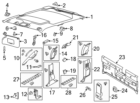 2012 Ford F-250 Super Duty Interior Trim - Cab Sunvisor Retainer Plate Diagram for BC3Z-2504082-AA