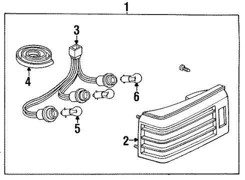 1987 Nissan Sentra Tail Lamps Harness Assembly-Rear Combination Diagram for 26551-69A00