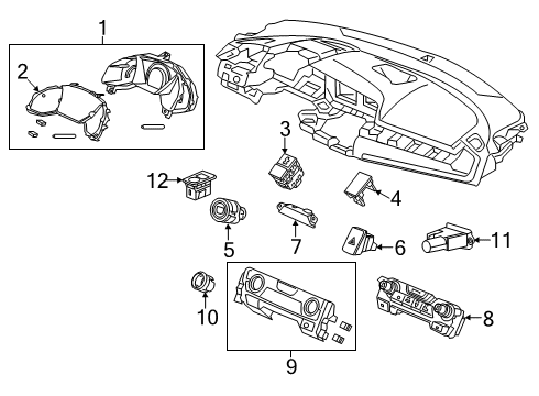 2018 Honda Civic Cluster & Switches, Instrument Panel Case Set Diagram for 79603-TGG-K51
