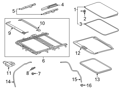 2021 Toyota RAV4 Sunroof Sunroof Glass Diagram for 63201-42130