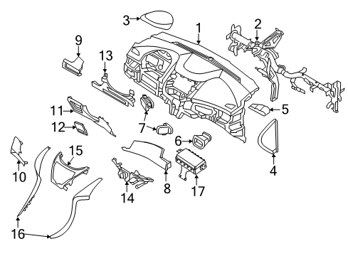 2014 Hyundai Elantra Instrument Panel Components Panel-Crash Pad Driver Side, RH Diagram for 84735-3XAA0-RAS