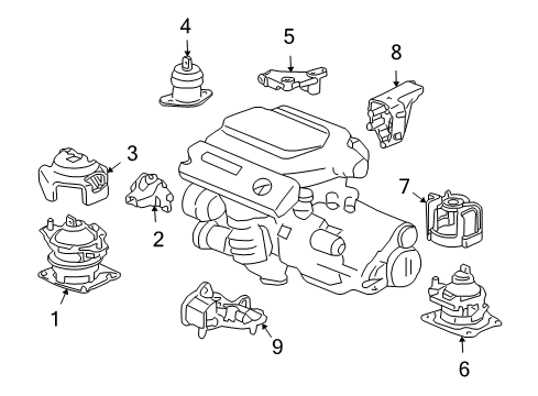 2005 Honda Accord Engine & Trans Mounting Bracket, Side Engine Mounting Diagram for 50620-SDR-A00