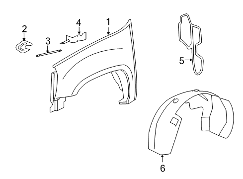 2011 Cadillac Escalade Fender & Components Fender Liner Diagram for 22860097