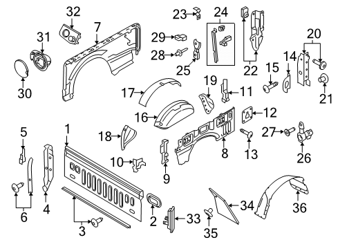 2020 Ford F-250 Super Duty Front & Side Panels Blank Cover Diagram for FL3Z-13D712-A