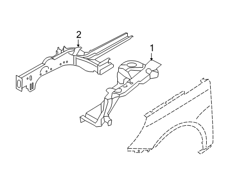 2013 Kia Optima Structural Components & Rails Member Assembly-Front Side Diagram for 646012T150