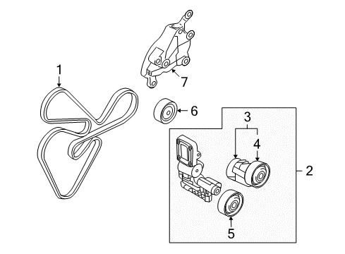 2010 Hyundai Santa Fe Belts & Pulleys Drive Fan Belt V-Ribbed Belt Diagram for 252122G100