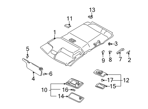 2002 Chevrolet Tracker Interior Trim - Roof Lamp Asm, Rear Room (On Esn) Diagram for 30020789