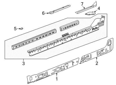 2018 Chevrolet Silverado 1500 Rocker Panel Inner Rocker Diagram for 23348729