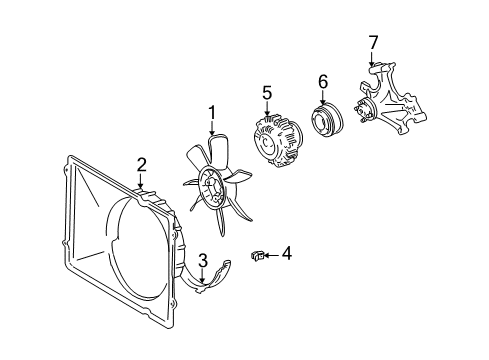 2004 Toyota Sequoia Cooling System, Radiator, Water Pump, Cooling Fan Lower Shroud Diagram for 16712-0F030