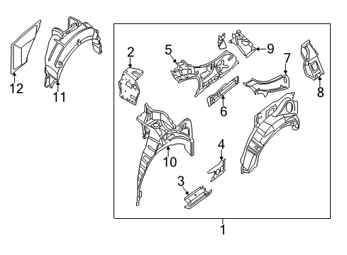 2009 Nissan Altima Inner Structure - Quarter Panel Reinforce-Rear Pillar, Inner LH Diagram for G6669-JB1MA