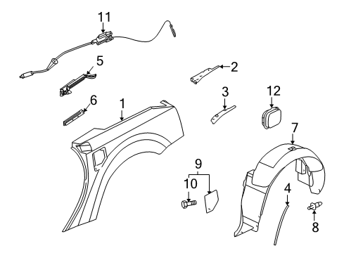 2009 Cadillac XLR Fuel Door Liner Asm-Rear Wheelhouse Panel Diagram for 15219149