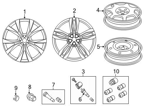2021 Ford Edge Wheels Wheel, Alloy Diagram for KT4Z-1007-J