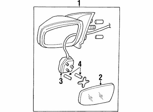 1997 Pontiac Grand Prix Outside Mirrors Mirror Kit, Outside Rear View (W/ Case) *Black Diagram for 12530002