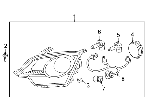 2009 Saturn Vue Headlamps Composite Assembly Diagram for 22886833