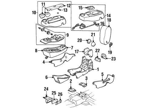 1999 Ford Taurus Console Console Assembly Diagram for XF1Z54600A50ABC