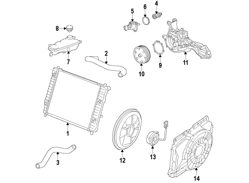 2019 Chevrolet Corvette Cooling System, Radiator, Water Pump, Cooling Fan Upper Hose Diagram for 84254393