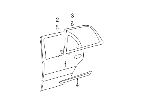 2001 Cadillac DeVille Exterior Trim - Rear Door Molding Asm-Rear Side Door Center *Paint To Mat Diagram for 25661476