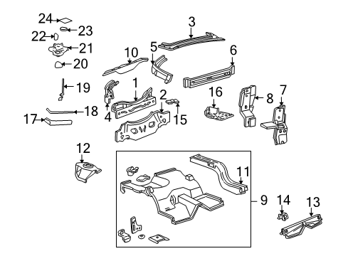 1999 Ford Mustang Rear Body Floor Crossmember Diagram for F5ZZ-6310780-AA