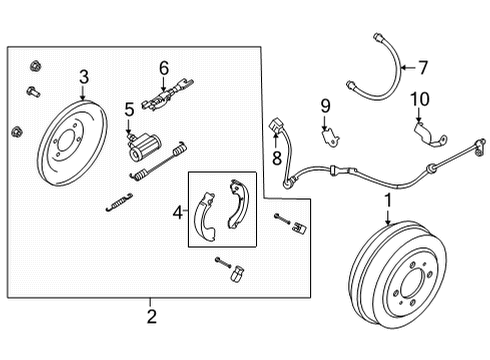 2020 Nissan Sentra Anti-Lock Brakes Plate Assy-Back, Rear Brake Rh Diagram for 44020-6LA0D