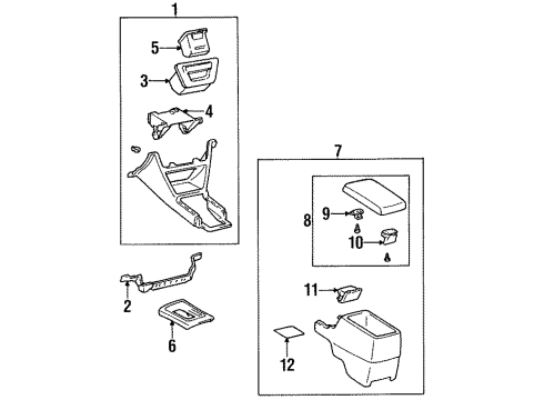 1995 Toyota Avalon Center Console Cup Holder Diagram for 55620-AC010-C0