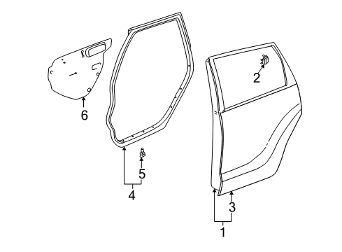 2007 Toyota Matrix Rear Door Door Weatherstrip Diagram for 67872-01060